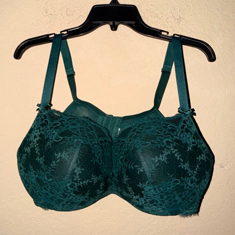 Cacique Lane Bryant Emerald Lace Max Boost Plunge Bra - Picture 1 of 10